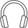 Black over-ear headphones icon on transparent background.